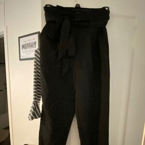 Black ankle paperbag pants